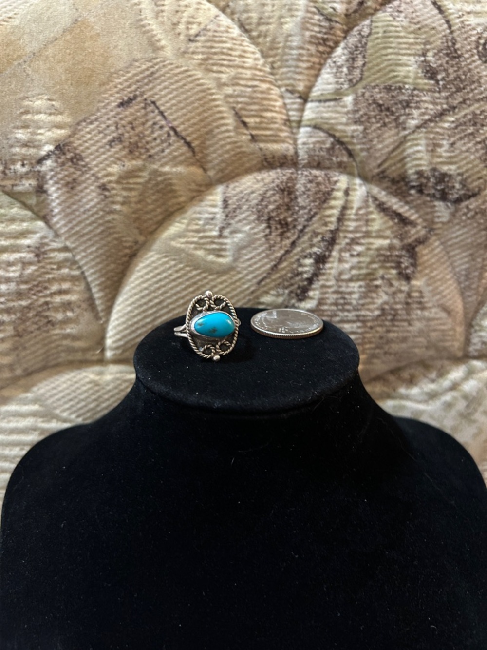 Vintage Navajo 925 Sterling Silver Turquoise Oval Ring - Size 8